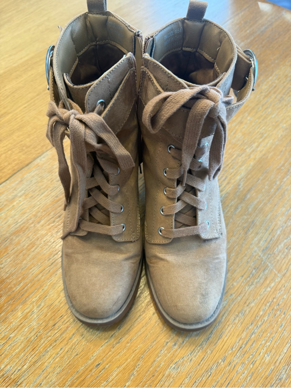 Primark Brown Suede Lace-Up Ankle Boots with Buckle